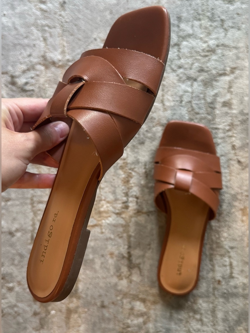 Old Money Style Women's Brown Slide Sandals - Picture 2 of 8